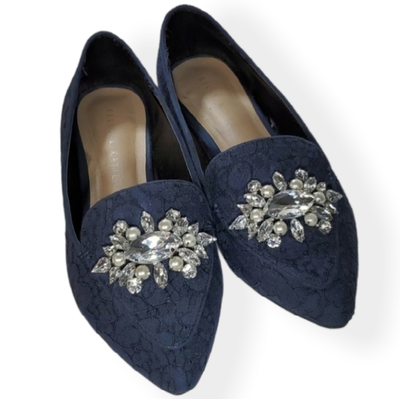 Kelly & Katie Shoes - Kelly & Kate Navy Blue Flats with pointed toe